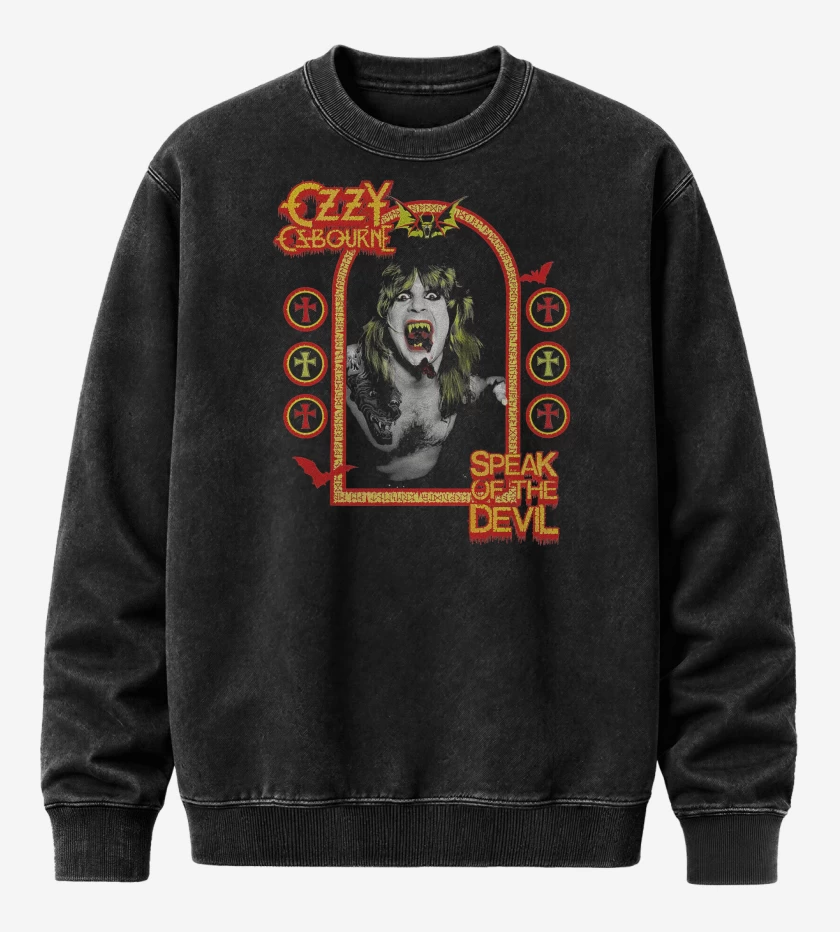 Poleron Polo Acid Wash Negro de Ozzy Osbourne Speak of the Devil