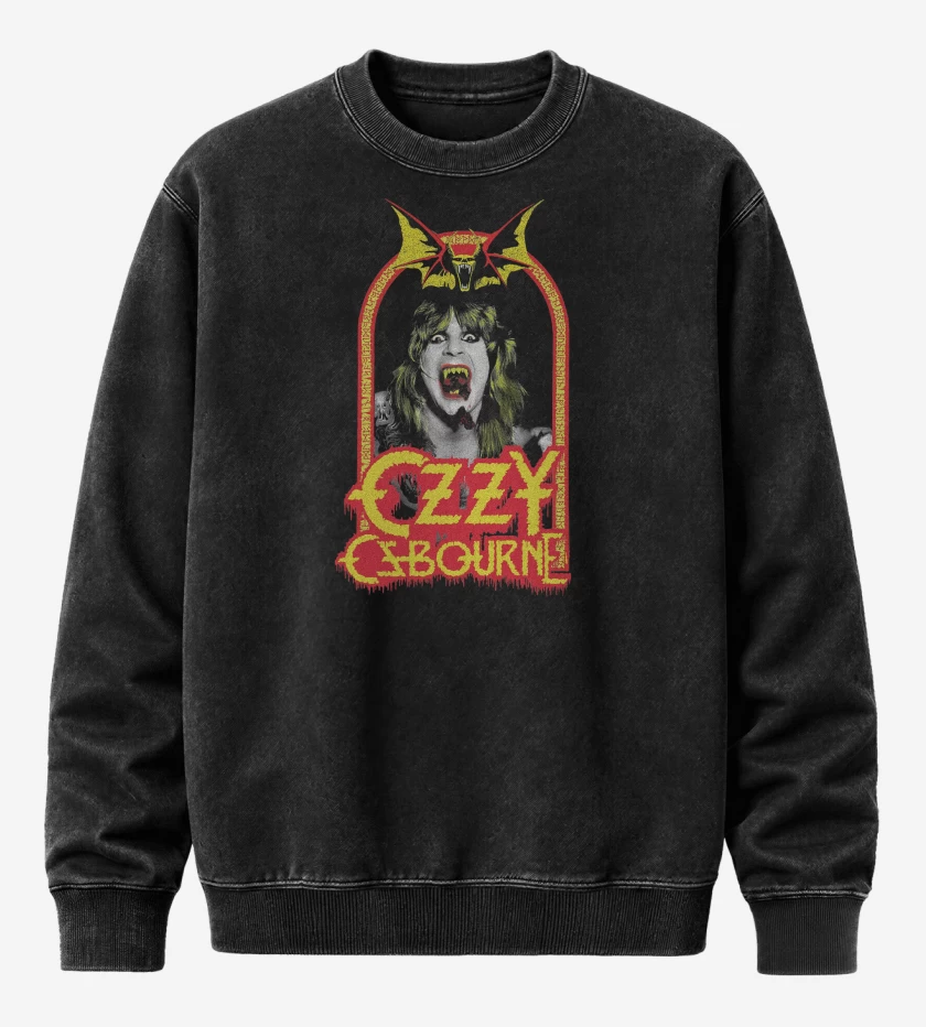 Poleron Polo Acid Wash Negro de Ozzy Osbourne Speak