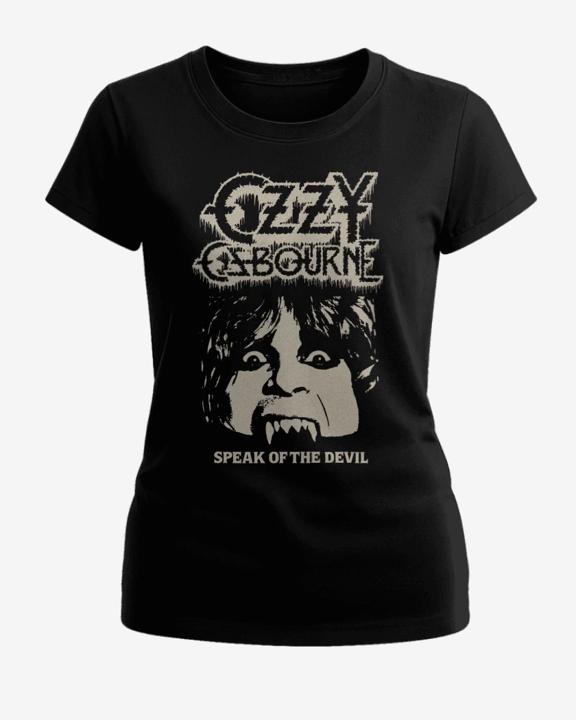 Polera de Mujer Negro de Ozzy Osbourne Hablando del Diablo
