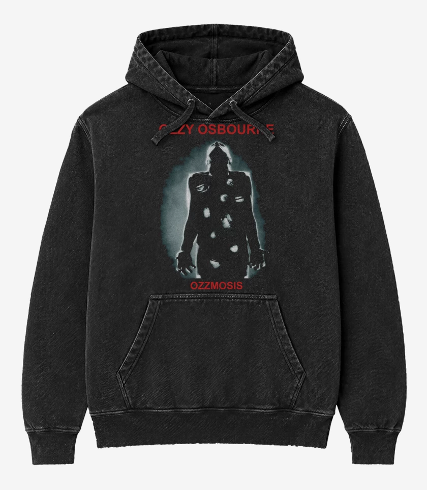 Poleron Canguro Acid Wash Negro de Ozzy Osbourne Ozzmosis