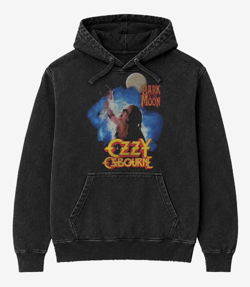 Poleron Canguro Acid Wash Ozzy Osbourne Ladrando a la Luna