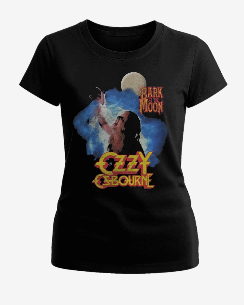 Polera de Mujer Negro de Ozzy Osbourne Ladrando a la Luna