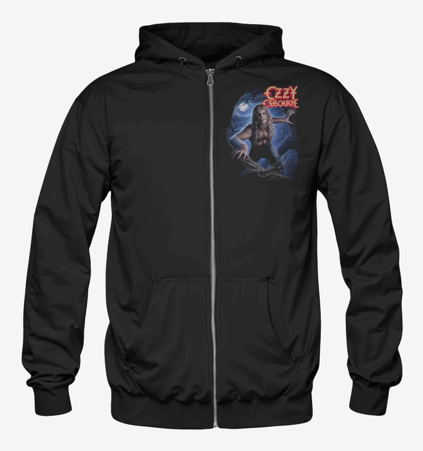 Poleron Canguro con cierre Negro de Ozzy Osbourne Werewolf