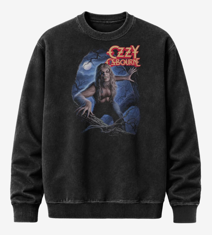 Poleron Polo Acid Wash Negro de Ozzy Osbourne Werewolf