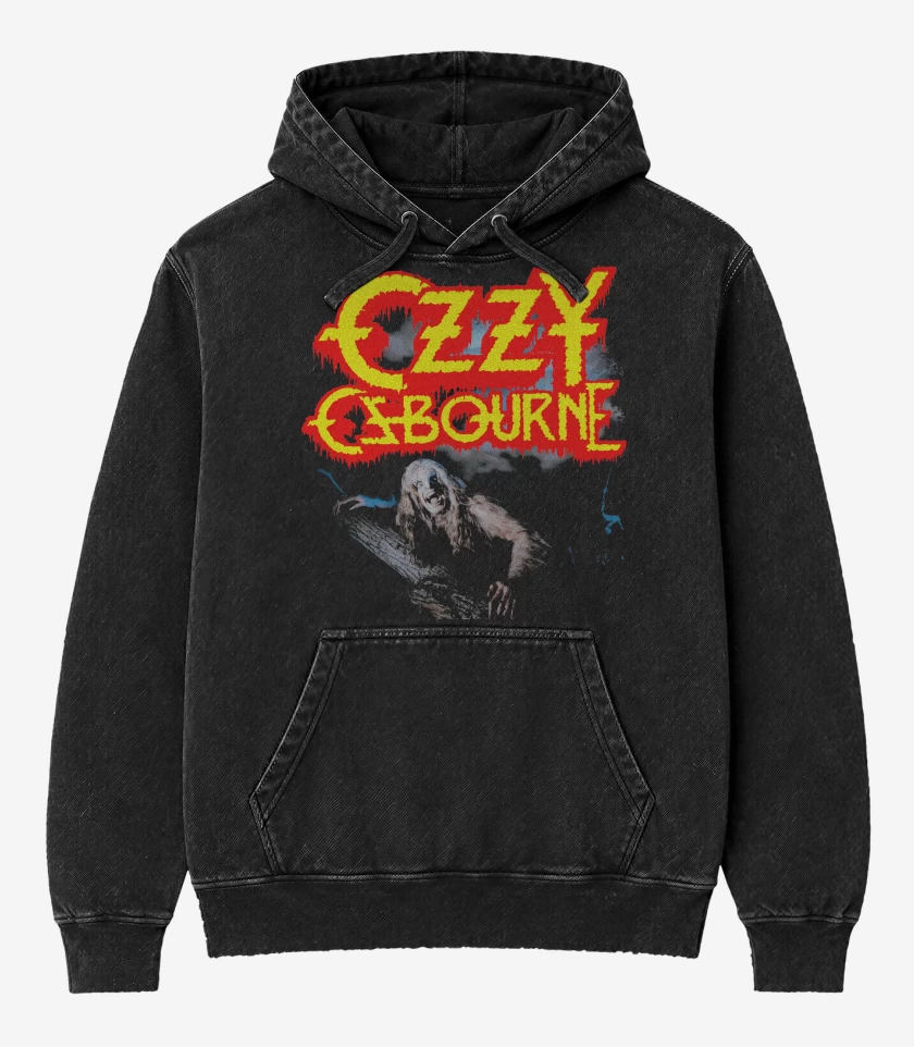 Poleron Canguro Acid Wash Ozzy Osbourne Bark At The Moon
