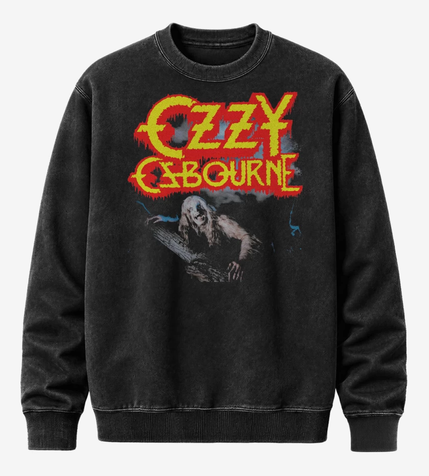 Poleron Polo Acid Wash Ozzy Osbourne Bark At The Moon