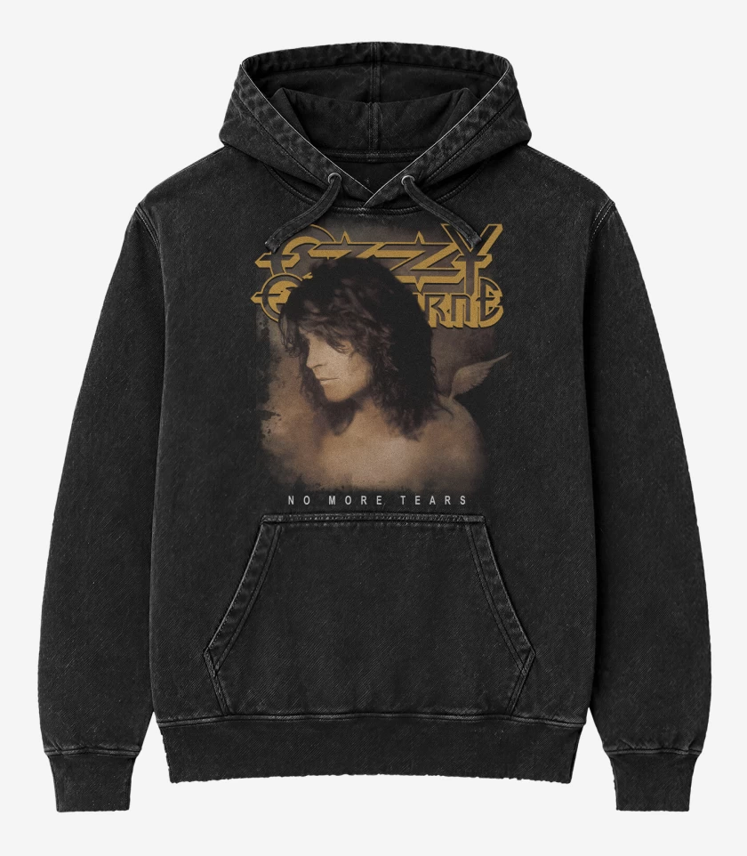 Poleron Canguro Acid Wash Negro de Ozzy Osbourne No More Tears
