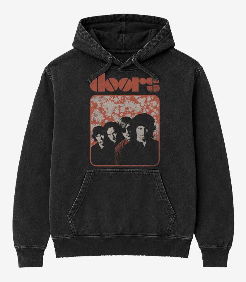 Poleron Canguro Acid Wash Negro de The Doors Band