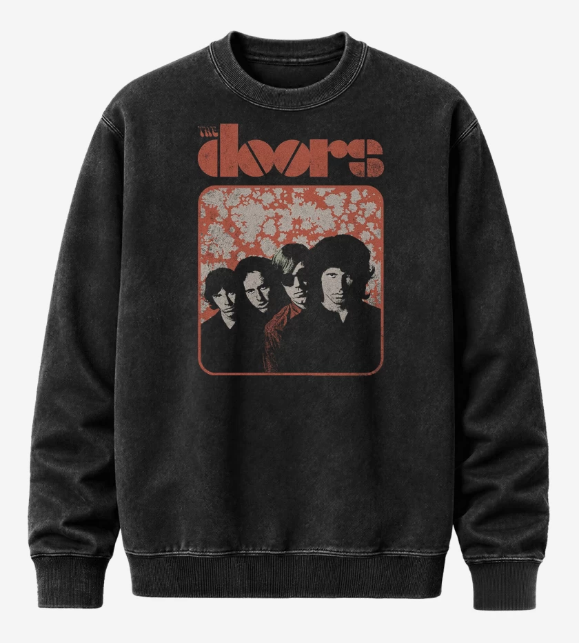 Poleron Polo Acid Wash Negro de The Doors Band