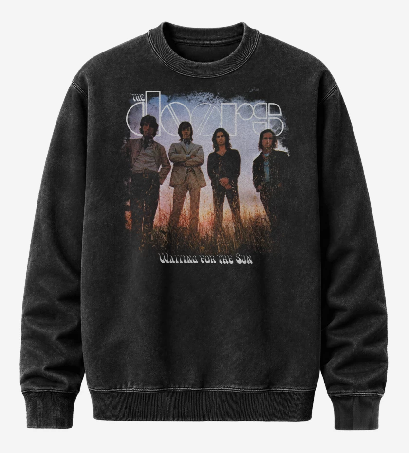 Poleron Polo Acid Wash Negro de The Doors Waiting for the Sun