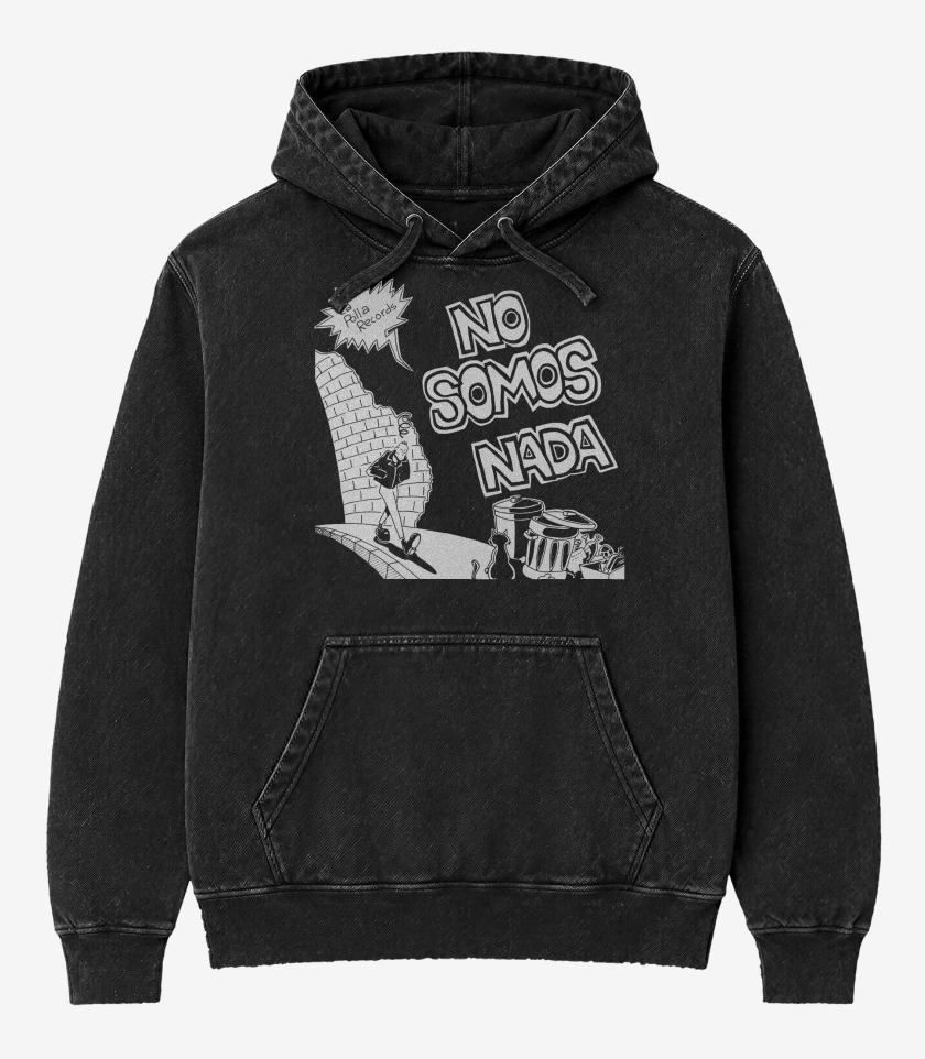 Poleron Canguro Acid Wash Negro de No somos nada