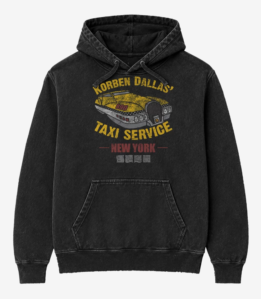 Poleron Canguro Acid Wash Negro de Korben Dallas Taxi
