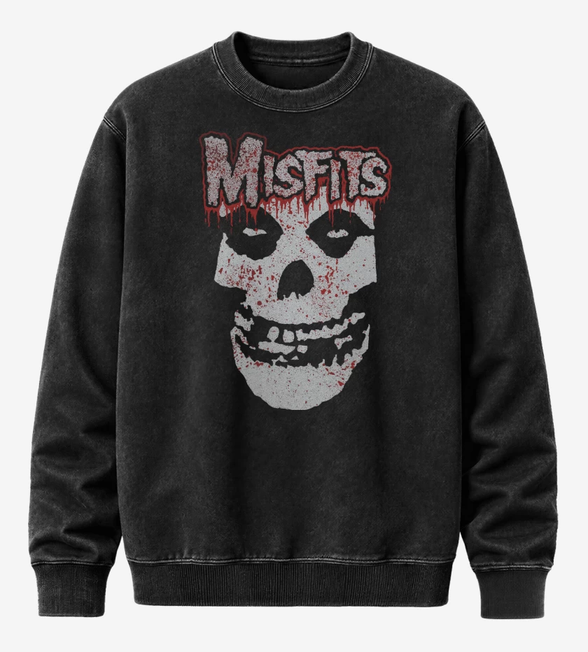 Poleron Polo Acid Wash Negro de Misfits Bloody Crimson Ghost