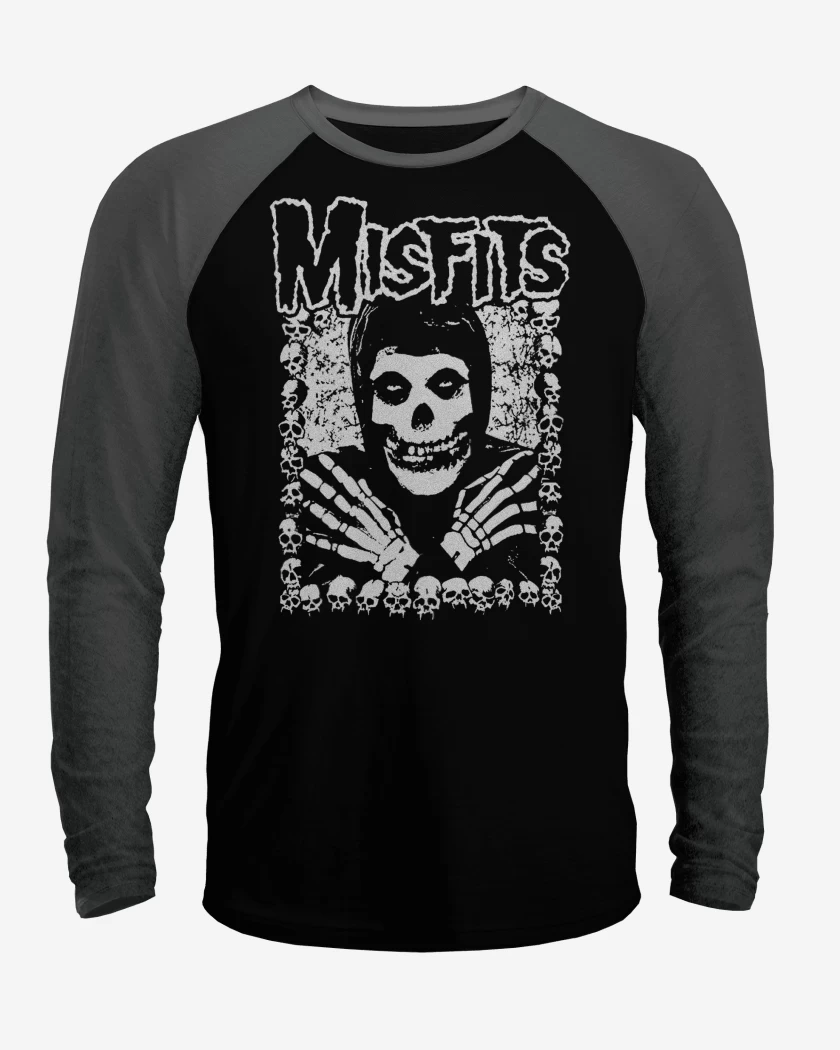 Polera Raglan Misfits Crimson Skulls