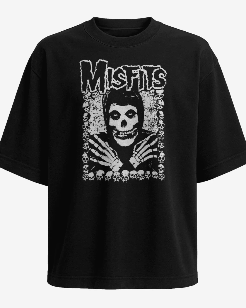 Polera Oversize Misfits Crimson Skulls