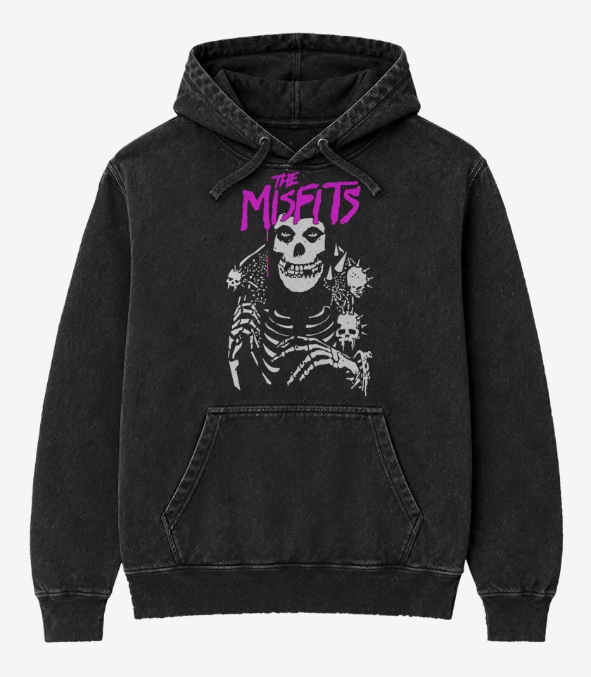 Poleron Canguro Acid Wash Negro de Misfits Crimson Punk