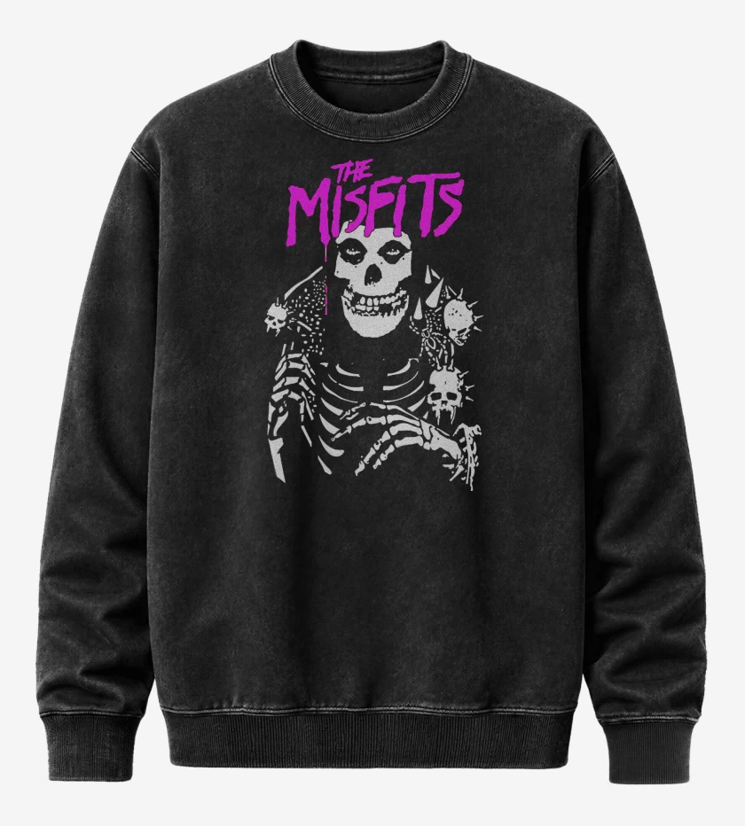 Poleron Polo Acid Wash Negro de Misfits Crimson Punk