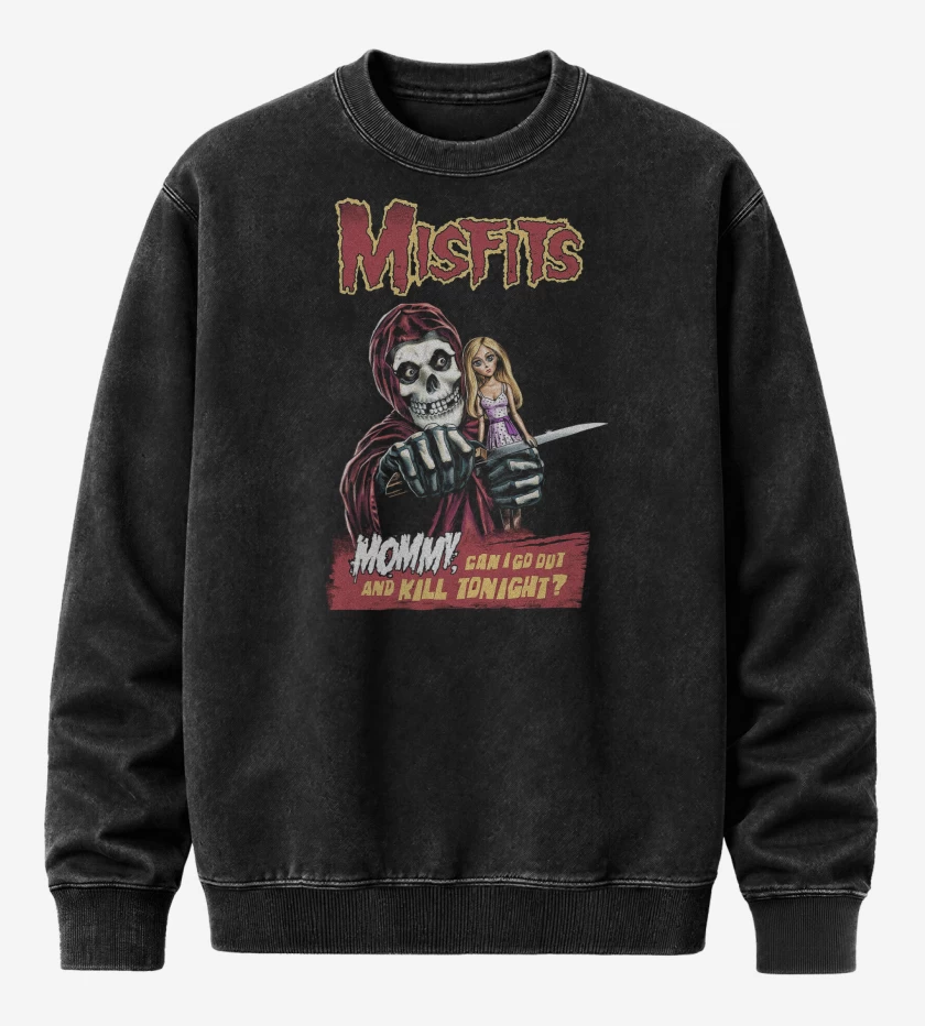 Poleron Polo Acid Wash Negro de Misfits Doll