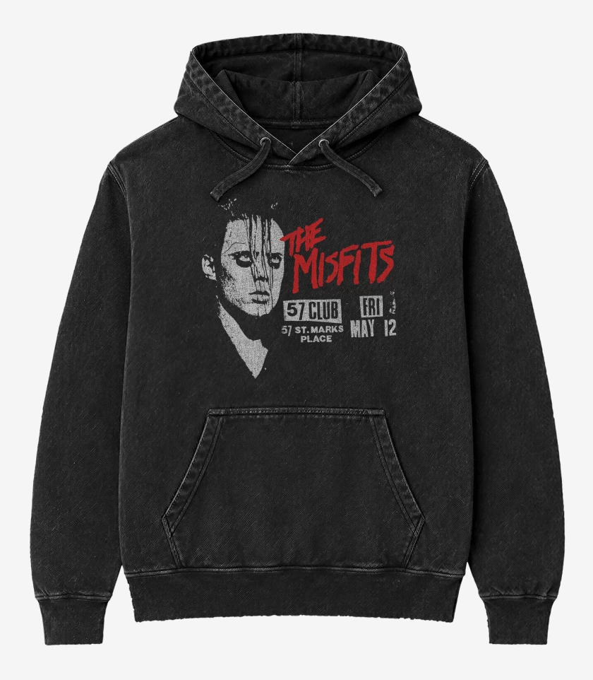 Poleron Canguro Acid Wash Negro de Misfits Jerry Only