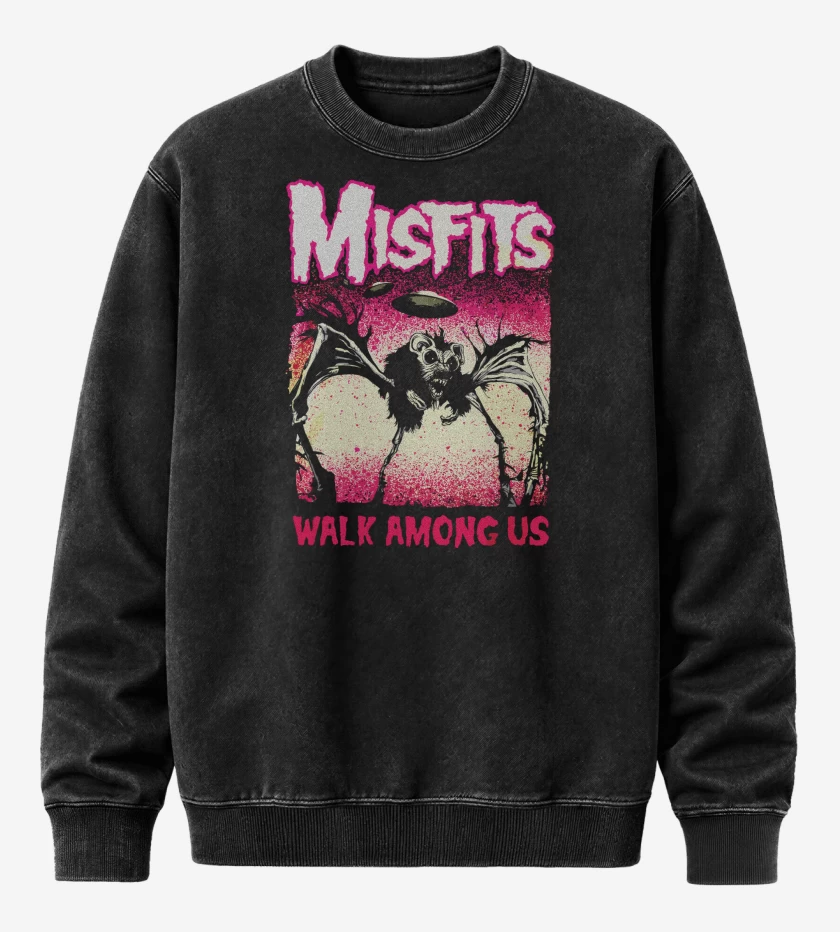 Poleron Polo Acid Wash Negro de Misfits Walk Among Us