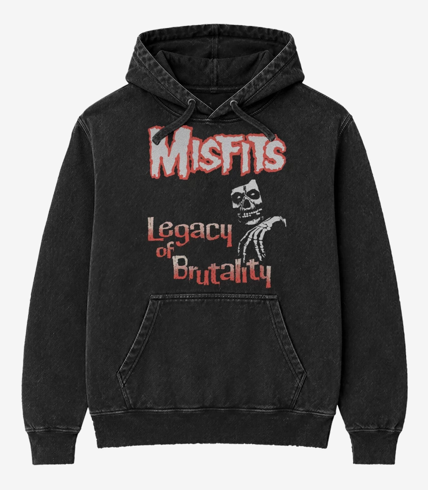 Poleron Canguro Acid Wash Negro de Misfits Legacy of Brutality