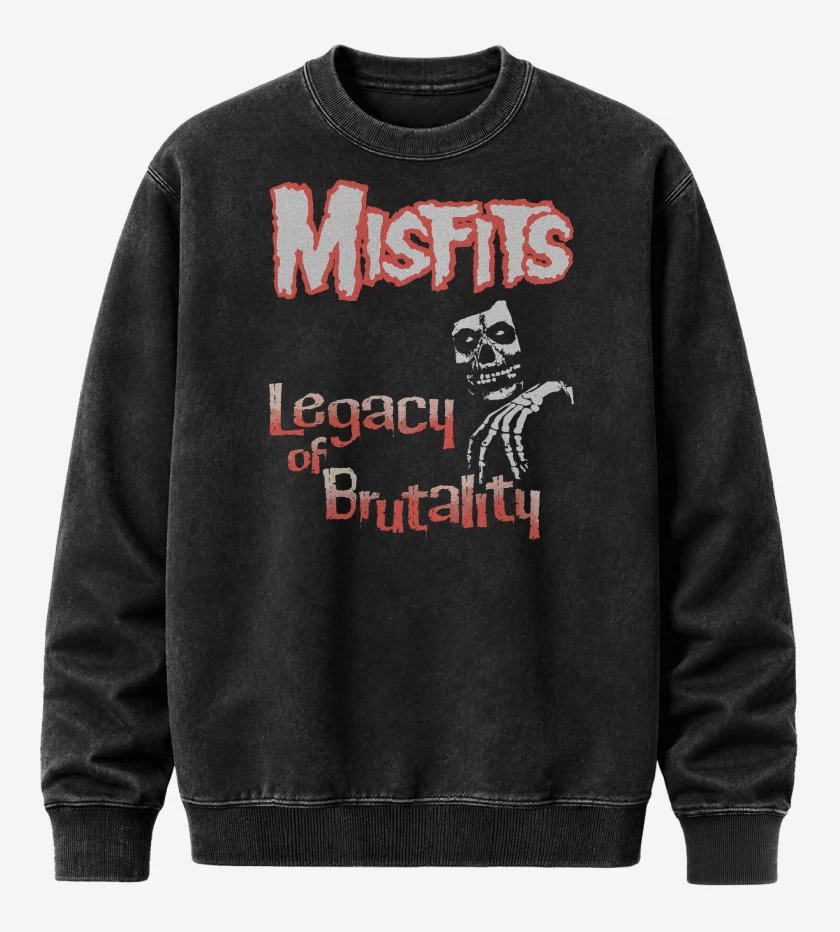 Poleron Polo Acid Wash Negro de Misfits Legacy of Brutality