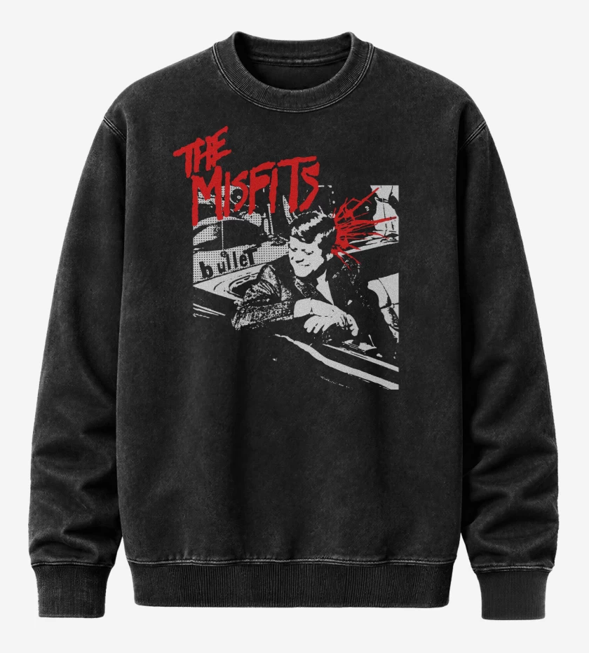 Poleron Polo Acid Wash Negro de Misfits Bullet