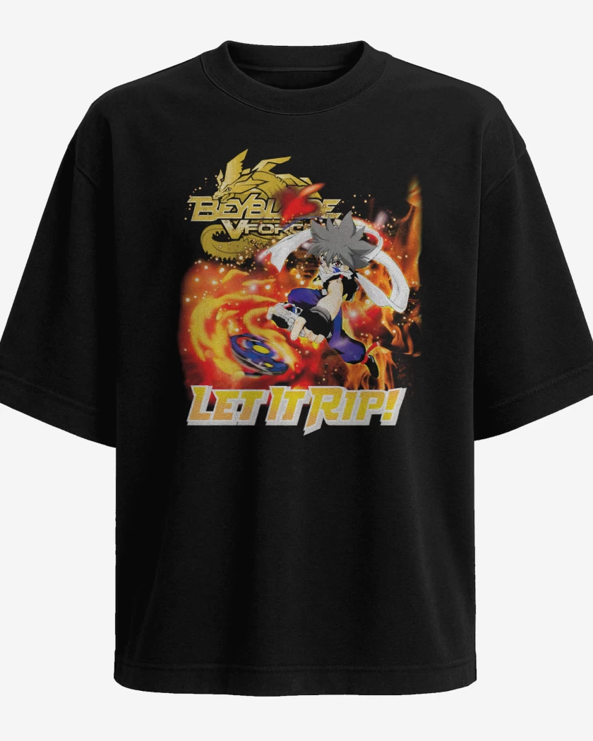 Polera Oversize Negro de Kai Beyblade