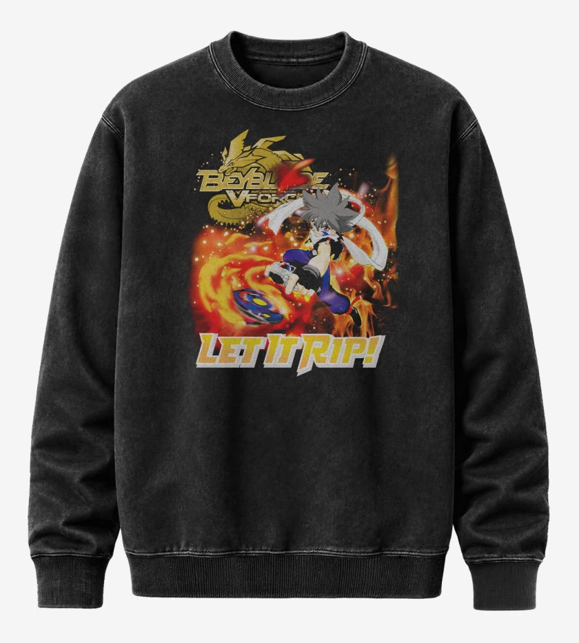 Poleron Polo Acid Wash Negro de Kai Beyblade