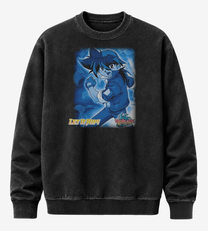 Poleron Polo Acid Wash Negro de Tyson Beyblade