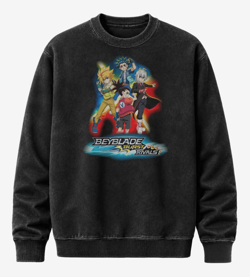 Poleron Polo Acid Wash Negro de Beyblade Burst Rivals
