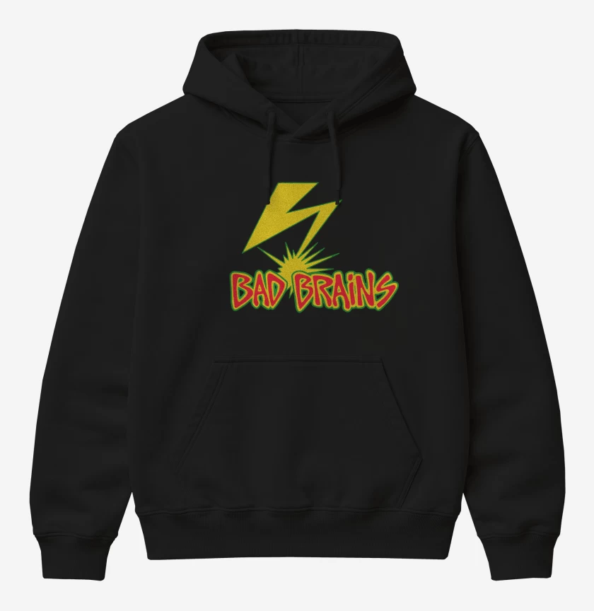 Poleron Canguro básico Negro de Bad Brains Logo