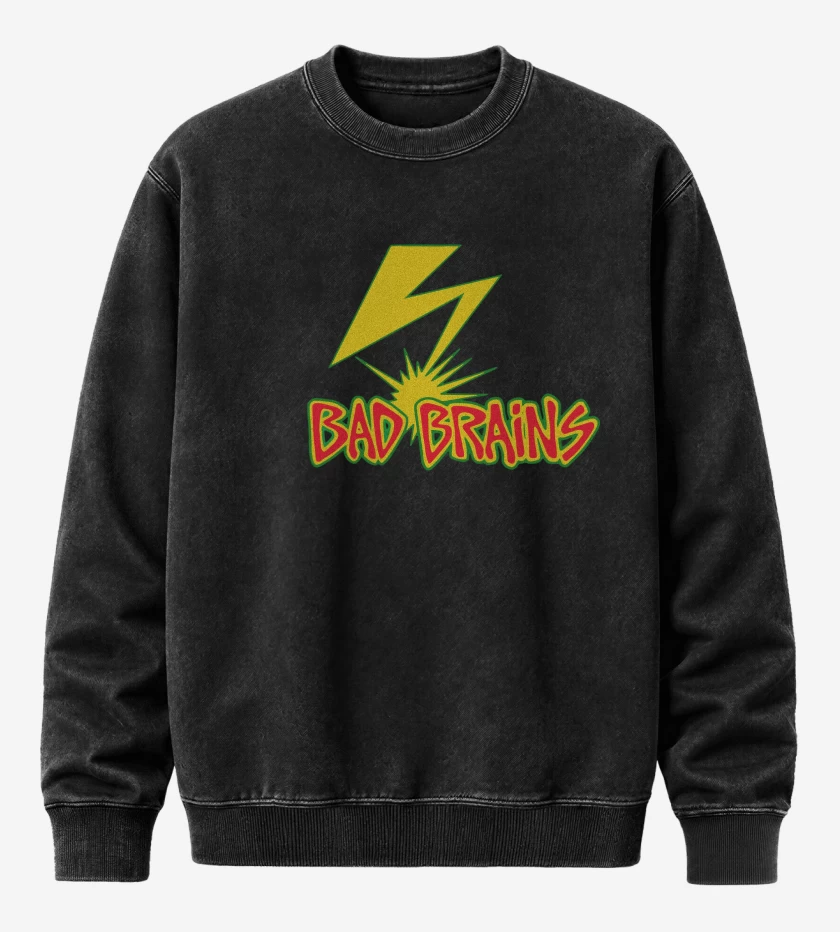 Poleron Polo Acid Wash Negro de Bad Brains Logo