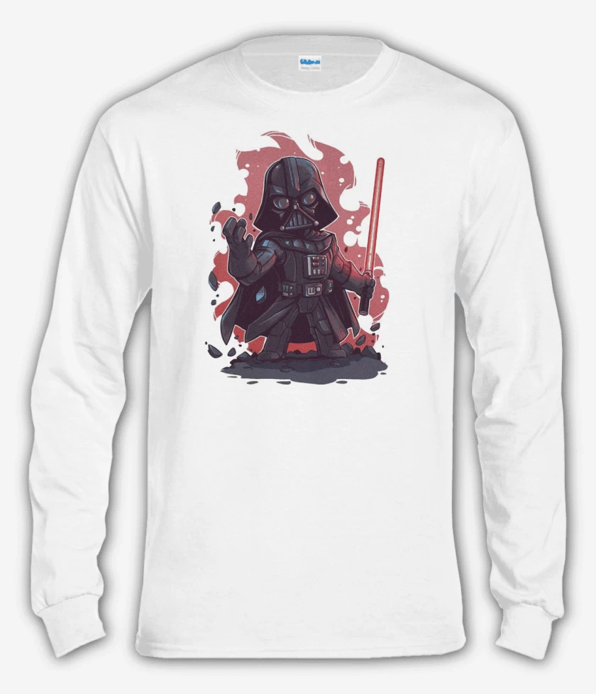 Polera manga larga Blanco de Chibi Darth Vader