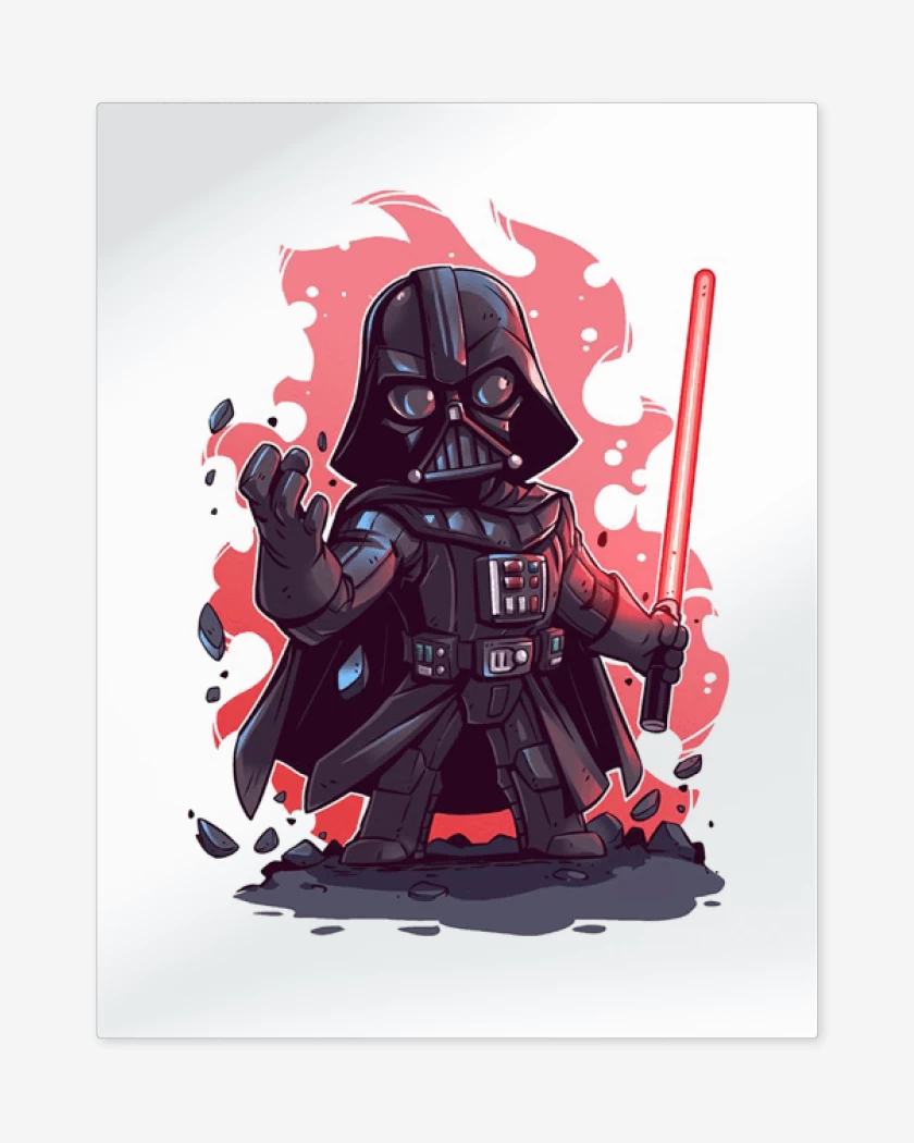 Print metalico Blanco de Chibi Darth Vader