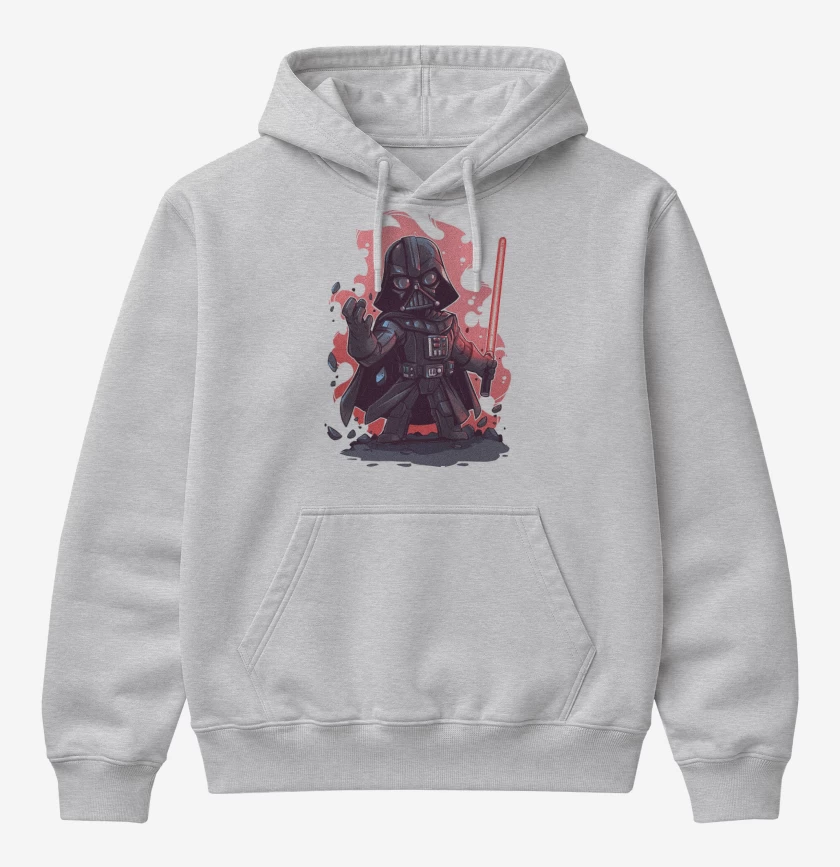 Poleron Canguro básico Gris Melange de Chibi Darth Vader