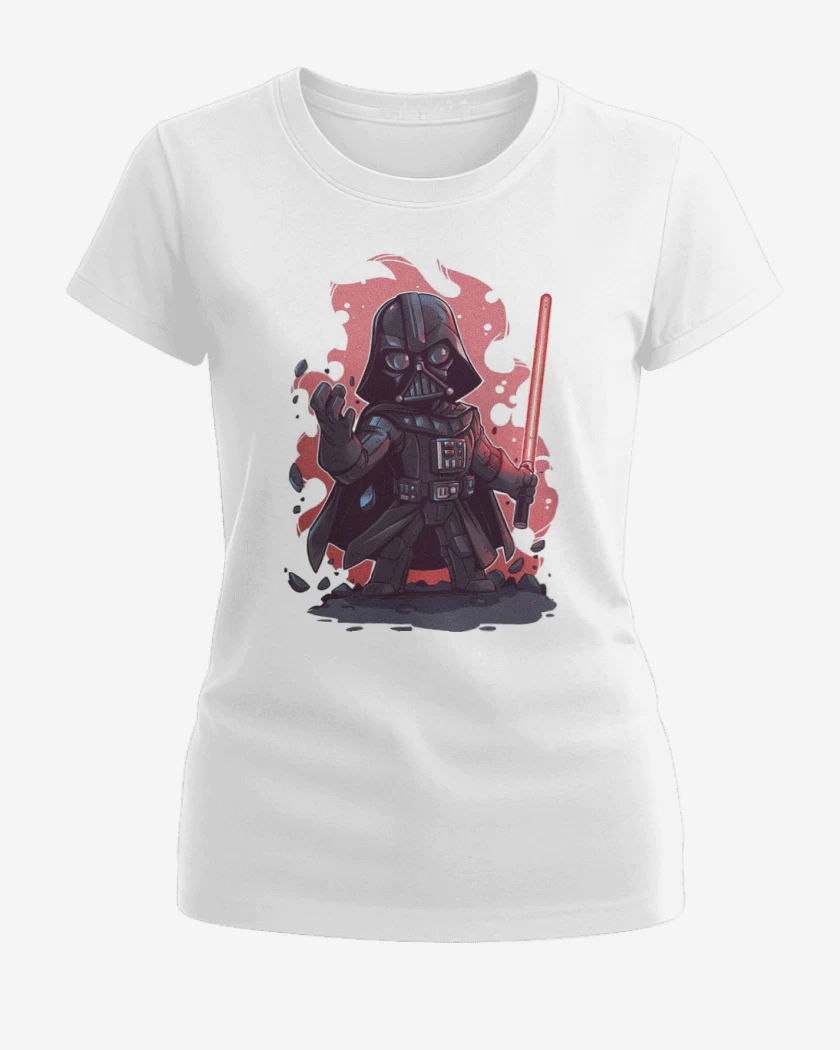 Polera de Mujer Blanco de Chibi Darth Vader