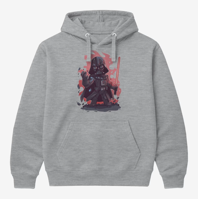 Polerón Canguro Gris Melange de Chibi Darth Vader
