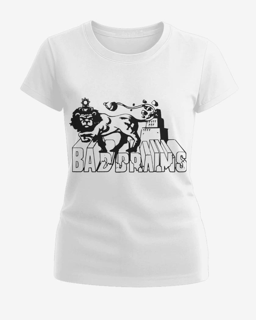Polera de Mujer Blanco de Bad Brains Leon Logo