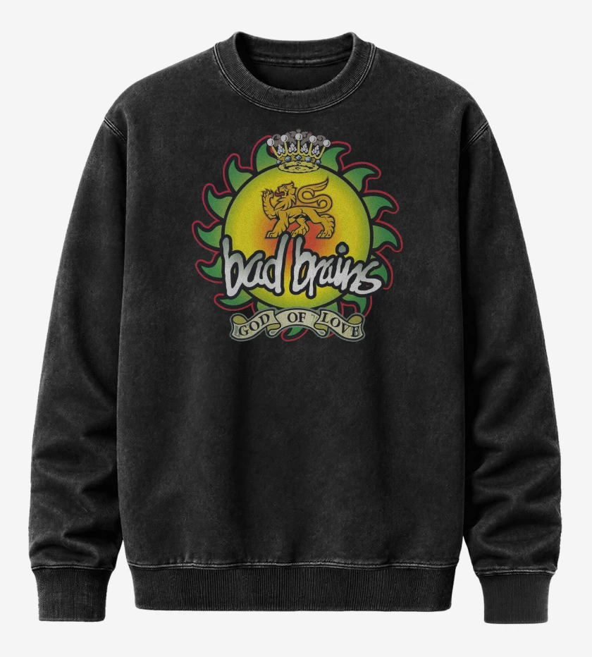 Poleron Polo Acid Wash Negro de Bad Brains God of Love