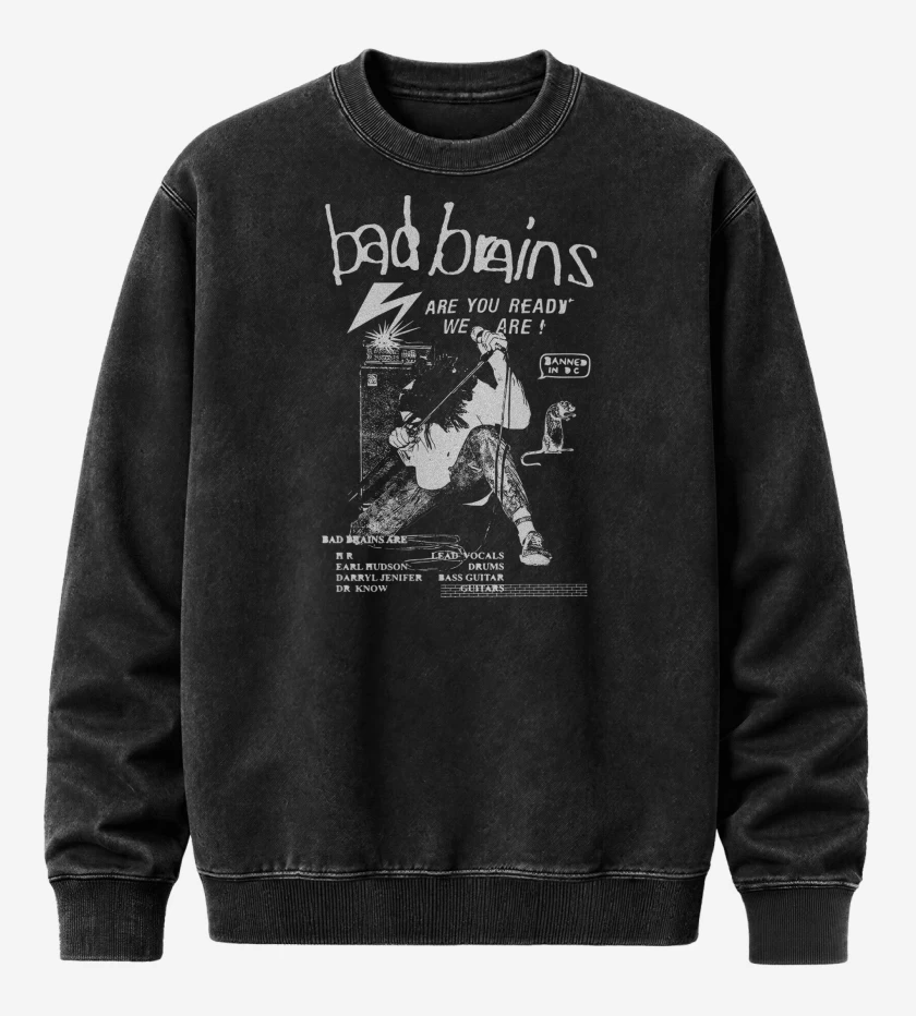 Poleron Polo Acid Wash Negro de Bad Brains Are You Ready