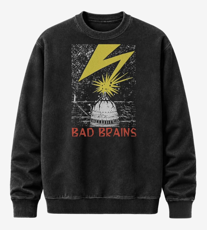 Poleron Polo Acid Wash Negro de Bad Brains Rayo