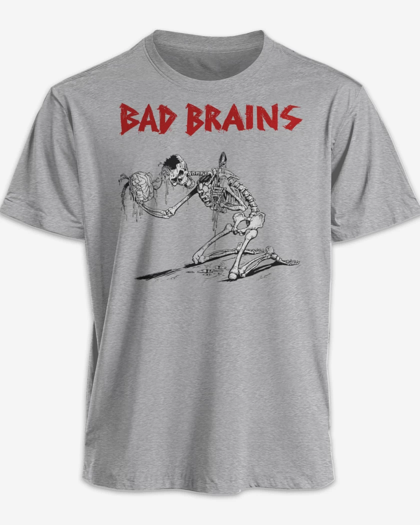 Polera premium Gris Melange de Bad Brains Skull