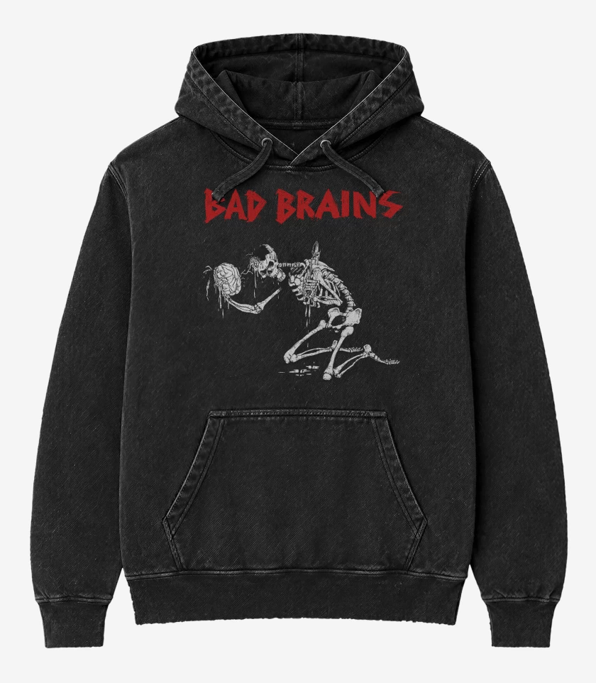 Poleron Canguro Acid Wash Negro de Bad Brains Skull