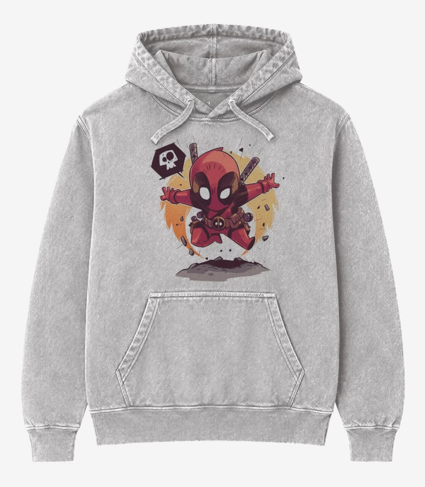 Poleron Canguro Acid Wash Chibi pozo de la muerte