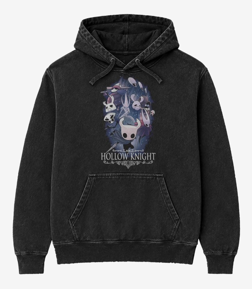 Poleron Canguro Acid Wash Negro de Hollow Knight