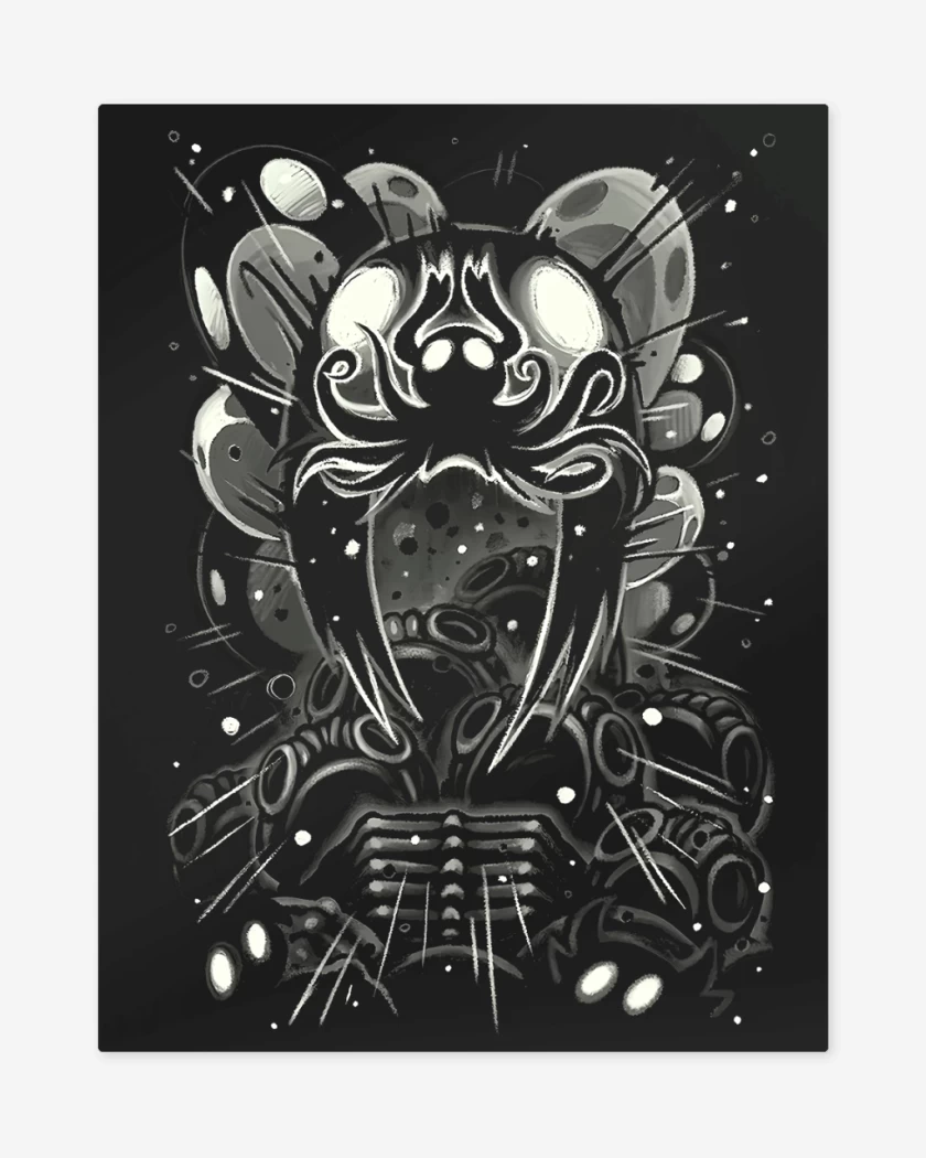 Print metalico Negro de Hollow Knight Abyss Shriek