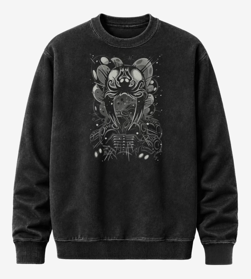 Poleron Polo Acid Wash Negro de Hollow Knight Abyss Shriek