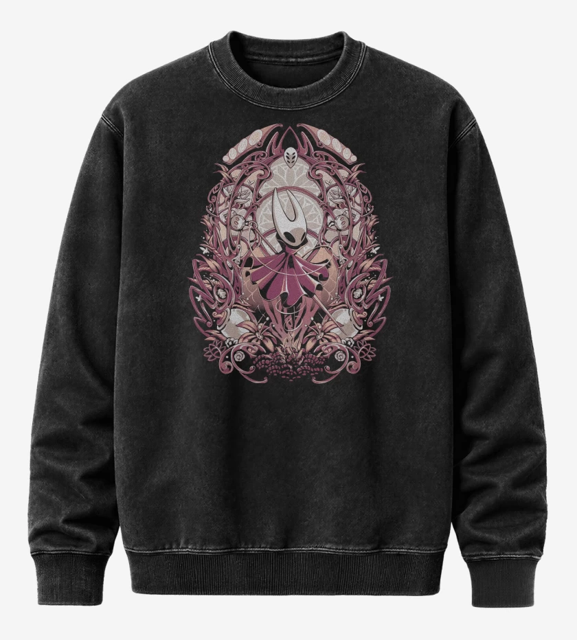 Poleron Polo Acid Wash Negro de Hollow Knight Silksong Hornet