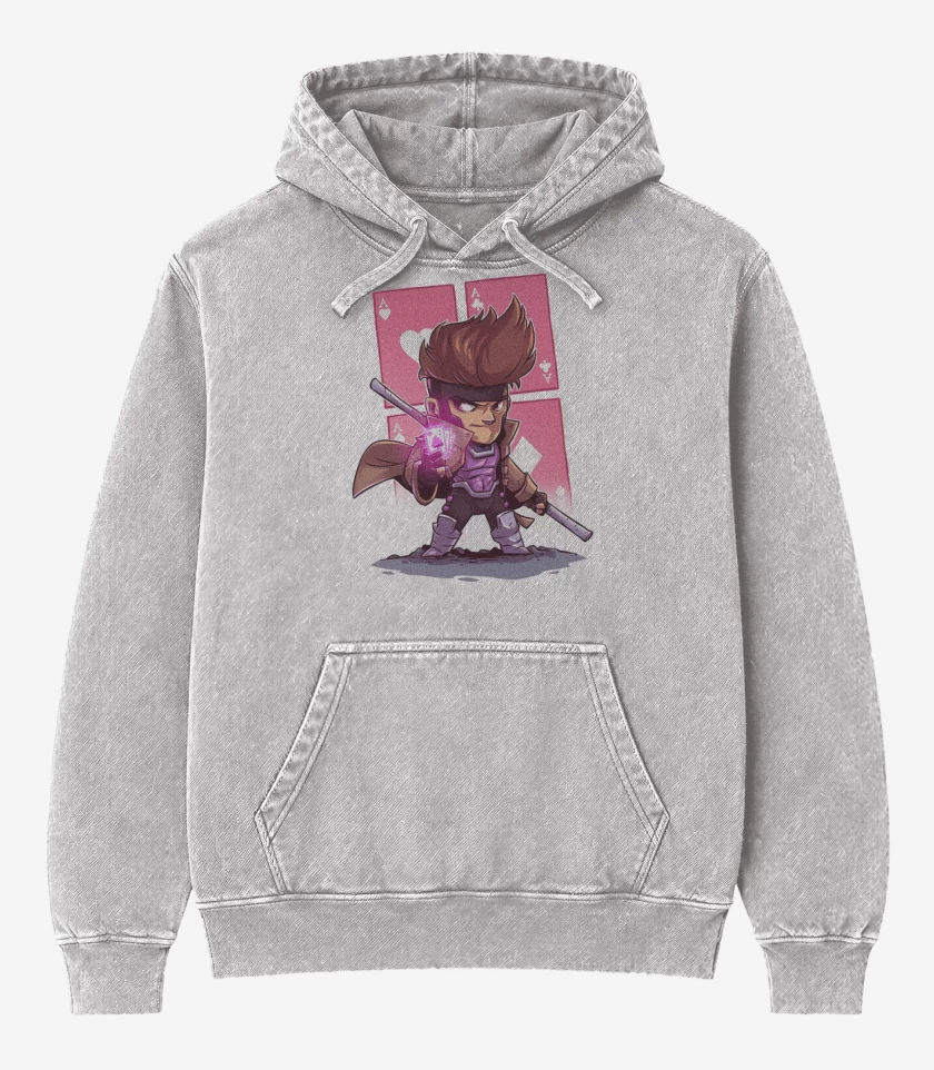 Poleron Canguro Acid Wash Gris Melange de Chibi Gambito